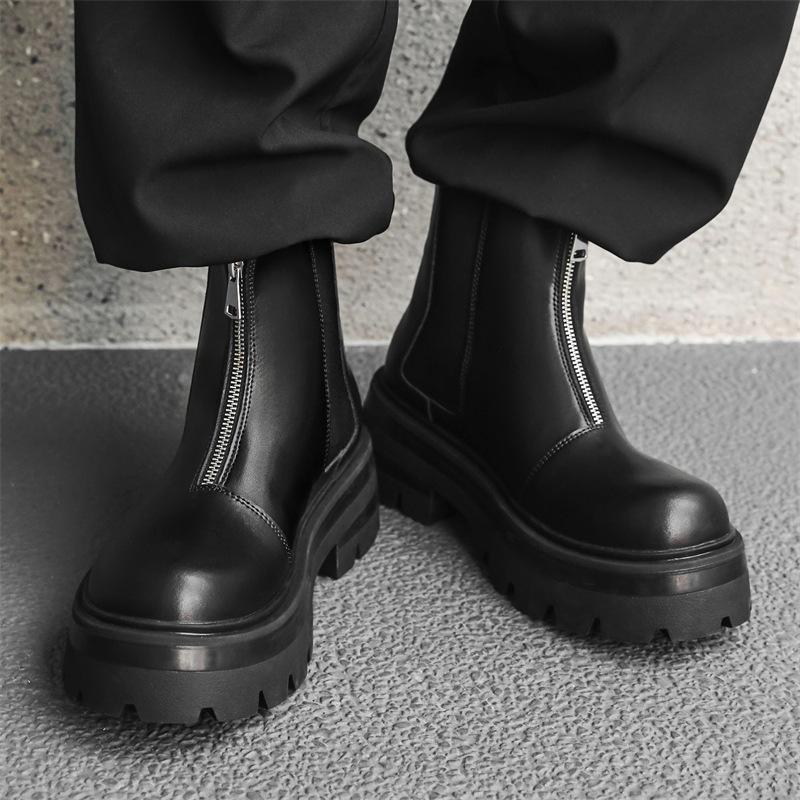 Fashion England style mens casual chelsea boots designer shoes cowboy platform boot hip hop rock original leather motorcycle botas