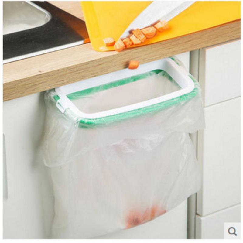 1pc Green And Stylish Covered Hanging Garbage Bag Rack, Portable Multifunctional Cabinet Garbage Bag Holder