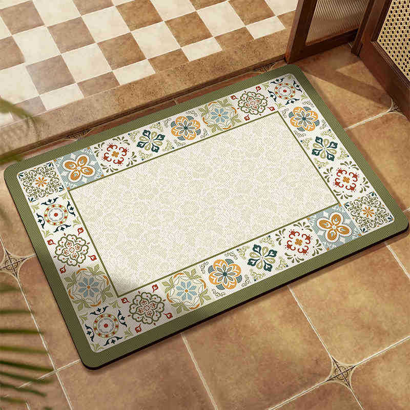European Classical Diatom Mud Floor Mat Household Non-Slip And Dirt-Resistant Foot Mat Bathroom Door Water Absorption Easy To Take Care Of Floor Mat