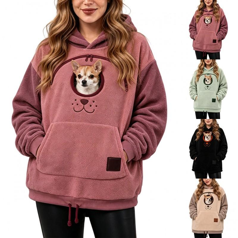 Unisex Fleece Lined Hooded Sweatshirt Warm Loose Fit Winter Fall Cartoon Print