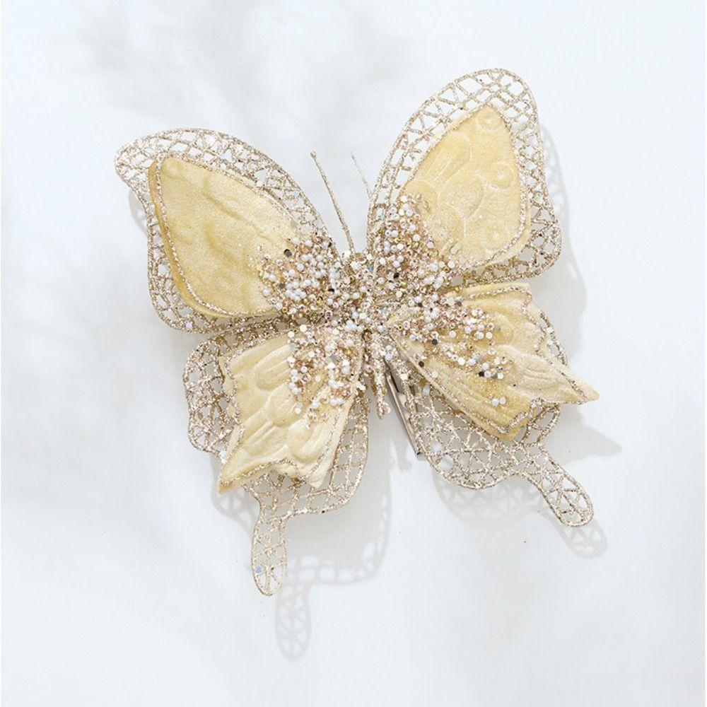Fabric Fabric Glitter Butterfly Butterfly Hanging Decoration Christmas Tree Decoration  Festival