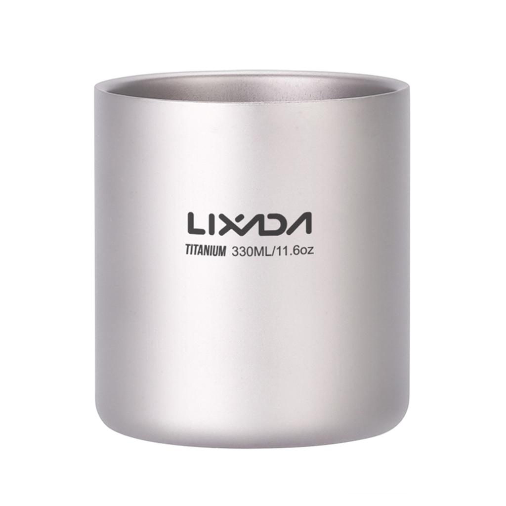 Lixada 330ml Double Wall Titanium Water Cup Coffee Tea Mug for Home Outdoor Camping Hiking