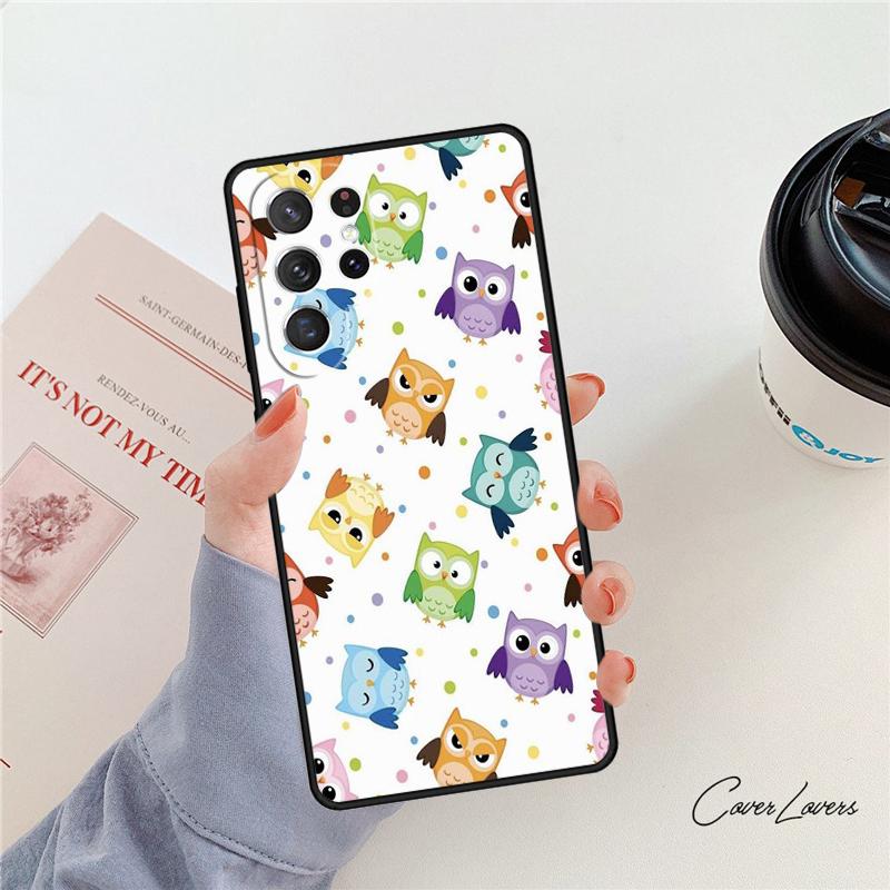 Cartoon Owl Phone Case For Samsung Galaxy S24 S25 S23 S22 Ultra Note 10 20 Plus S20 S21 FE Cover