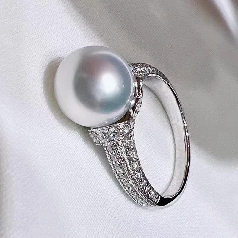 

Кольца с круглым искусственным жемчугом, полностью усыпанные сверкающими кубическими циркониями, темпераментные, элегантные, женские, свадебные украшения, дропшиппинг 6