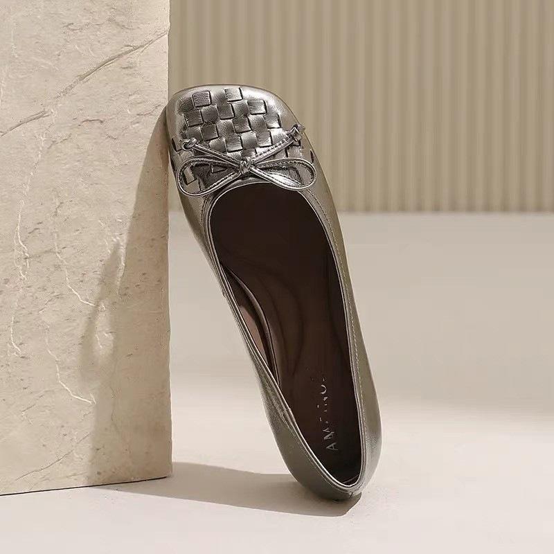 2025 New Bright Fashion Versatile Mary Jane Shoes Spring and Autumn Bow Comfortable Flat Bottom Women's Shallow Mouth Single Shoes