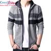 Cozy Up Men's Knitwear with Plush Thickened Zipper Hooded Jacket Loose Casual Cardigan