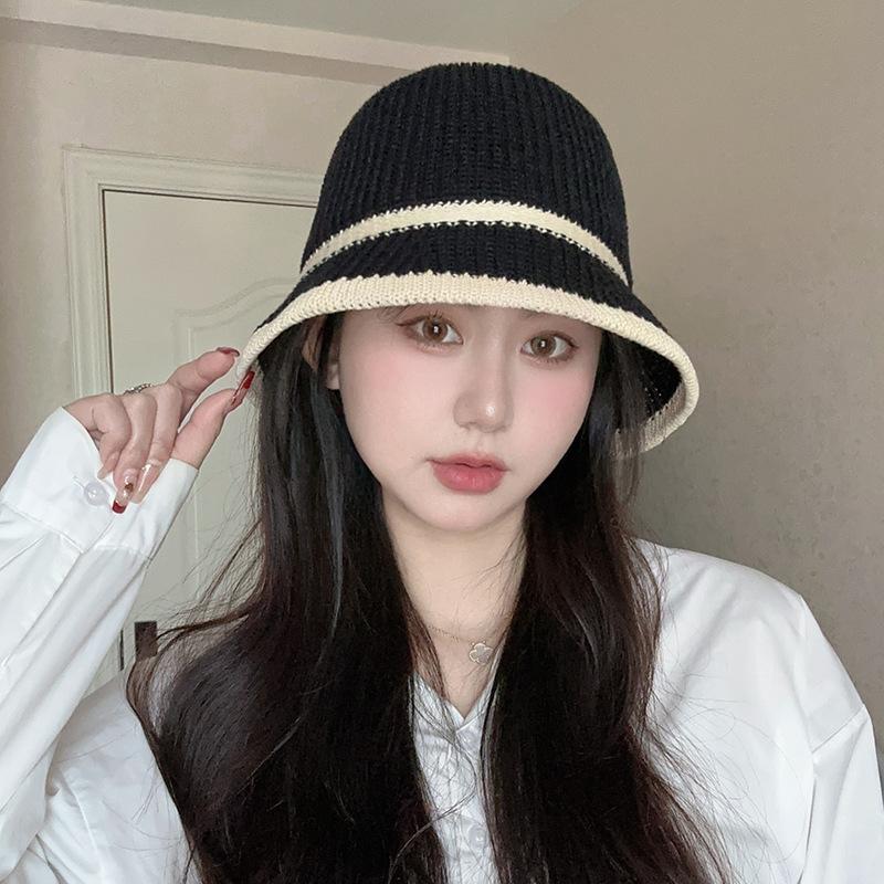 Straw Bucket Hat Women's Summer Thin Hollow Bucket Hat Plain Face Cover Sun Protection Fashion Outdoor Beach Straw Hat