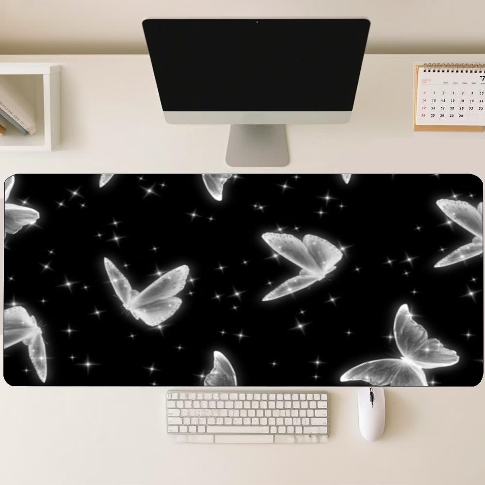 Glowing Blue Butterfly Fantasy Mouse Pad Smooth Thick Rubber Keyboard Desk Mat For Gaming Laptop Computer Desktop Peripherals