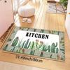1Pcs Luxury Cactus Print Kitchen Mat Soft Thickened Kitchen Floor Mat Waterproof Non-slip Oil-proof Floor Mat Runner Rug
