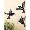 3 Black Metal Hummingbird Wall Decor Set 25cm Cutout Garden Art Indoor Outdoor Hanging Ornaments for Living Room Bedroom Office
