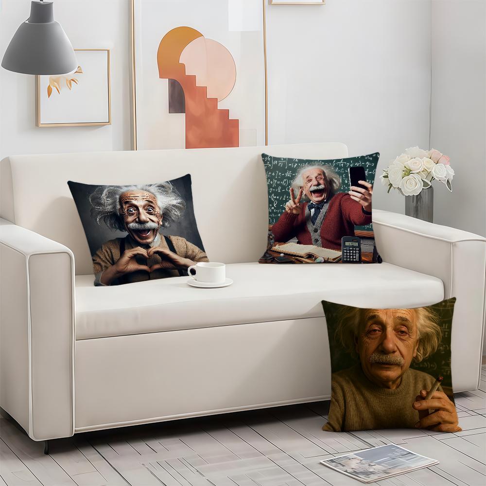 A-Albert E-E-EINSTEIN Cushion Cover Square Sofa Cushion Cover Casual Skin-Friendly Comfortable Pillow Cover