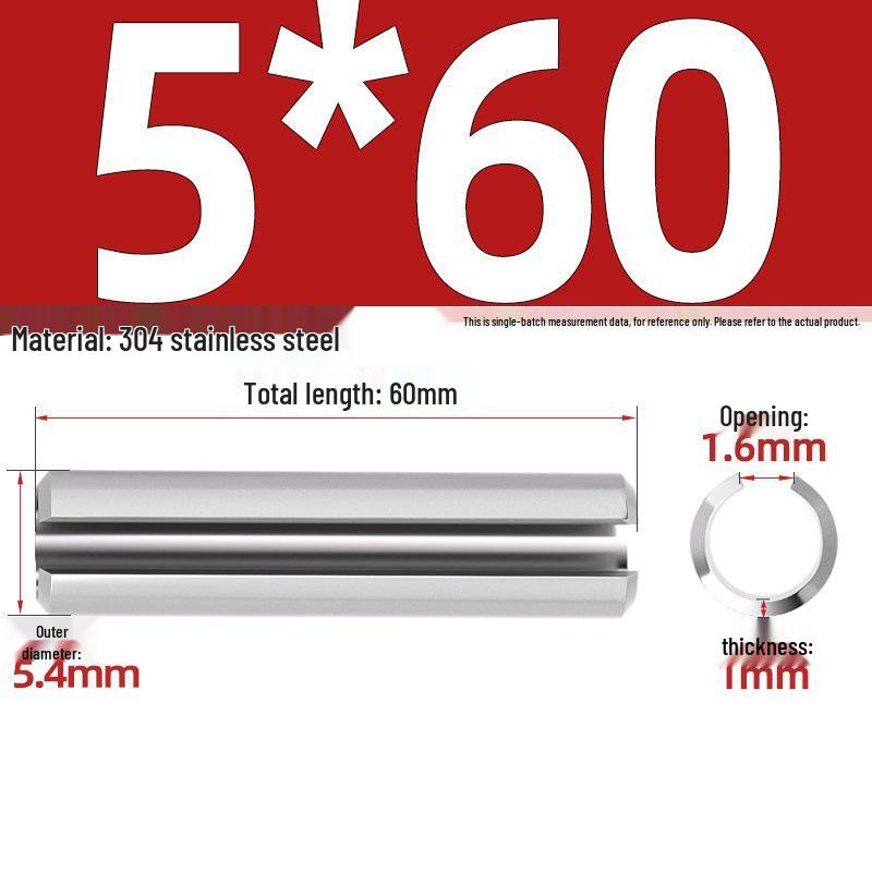 304 Stainless Steel Slotted Spring Pin, Cylindrical Shaft Pin, Locating and Hollow Pin (M5-M12)