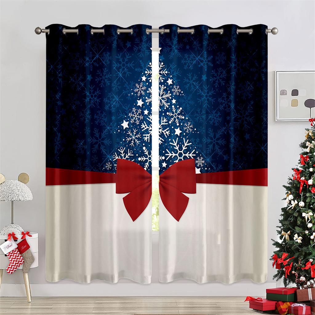 

2 шт. шторы рождественские Санта-Клаус олень рождественская елка принт шторы люверсы верх для спальни гостиная украшение окна (W50cmxH130cm)x2&Grommet Top