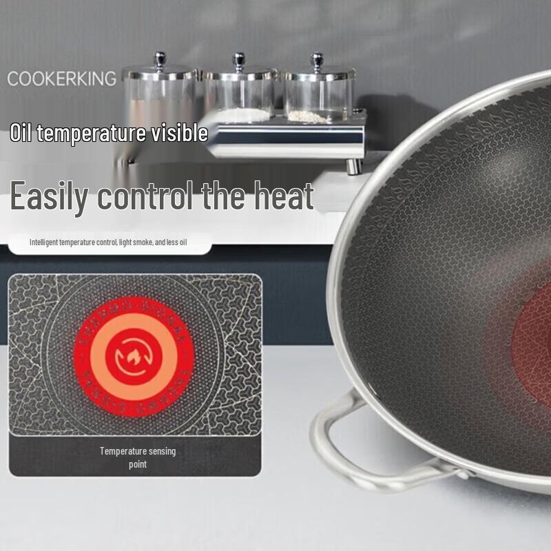 34cm 316L Stainless Steel Honeycomb Non-stick Wok