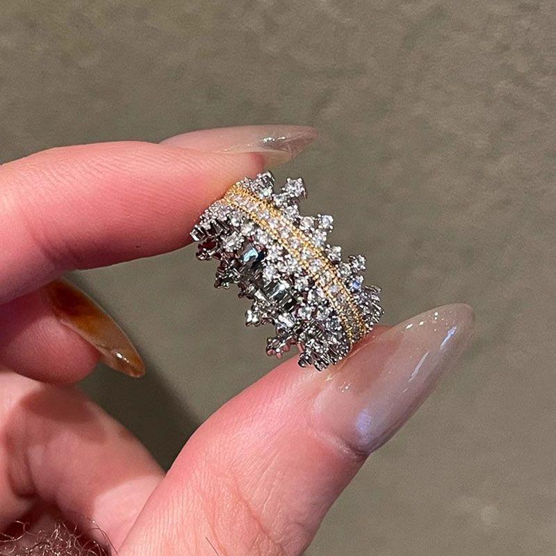 Gypsophila Diamond Snowflake Lace Luxury Women s Ring Adjustable