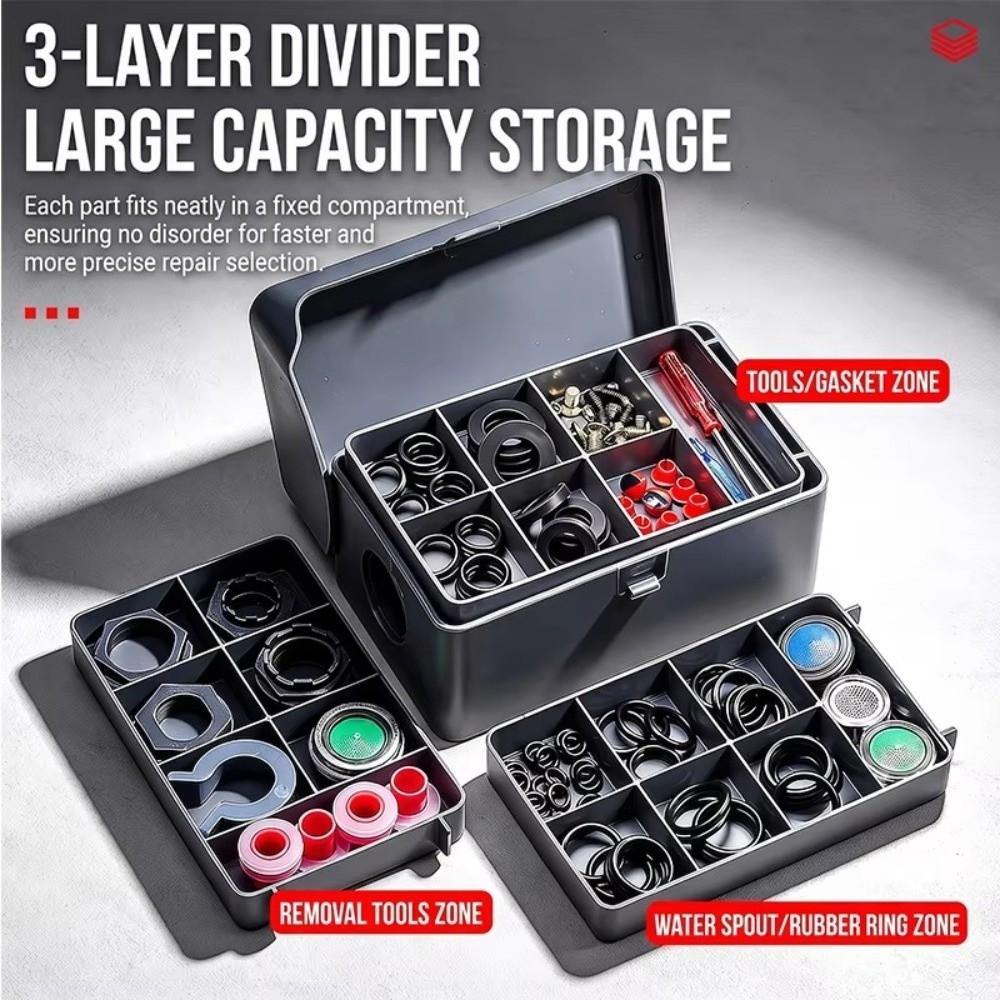 Split Storage Tray Plumbing Parts Box Multifunctional Faucet Repair Kit Plumbing Seal Kit