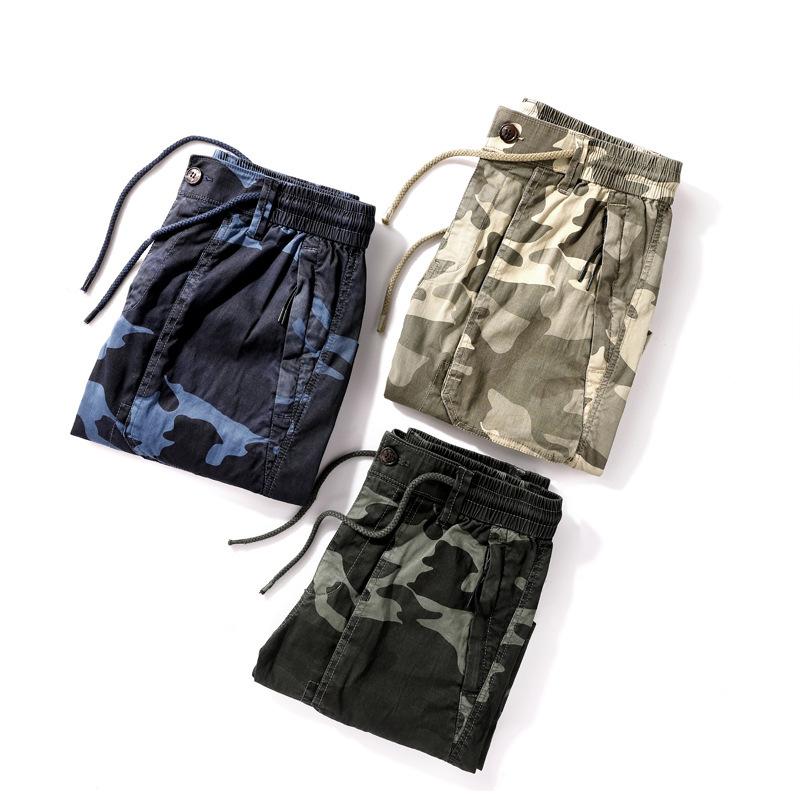 Exklusiv für Fabrikverkauf Sommer Herrenshorts Locker Camouflage Lässig 97% Baumwolle Elastisch Fünf-Punkt-Hose