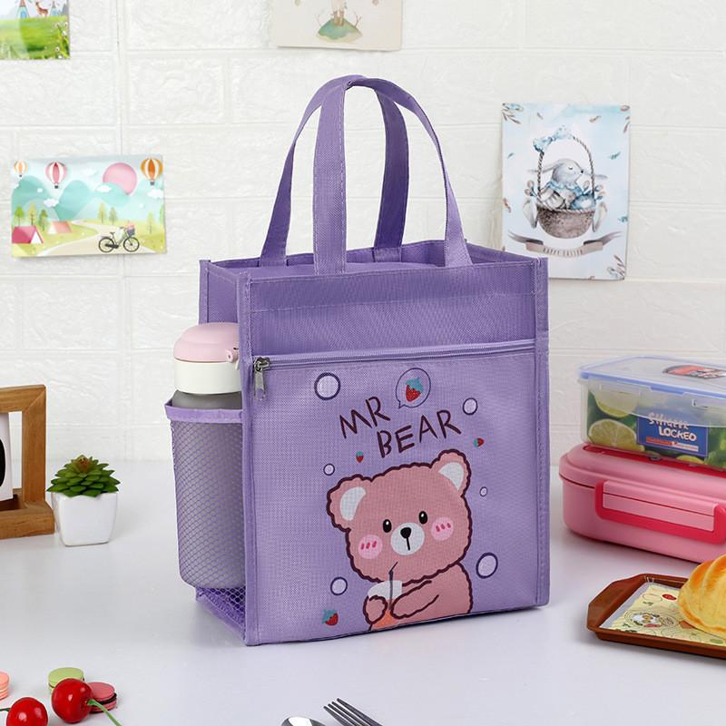 Childrens Cartoon Canvas Lunch Bag With Waterproof Handle For School And Travel