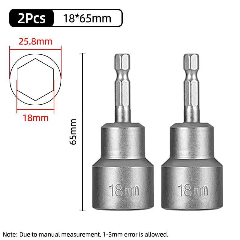 1PC Hex Socket Sleeve Nozzles Strong Magnetic Nut Driver Set Drill Bit Adapter Wind Approved Sleeve Electric 6 8 10 13 17 19MM