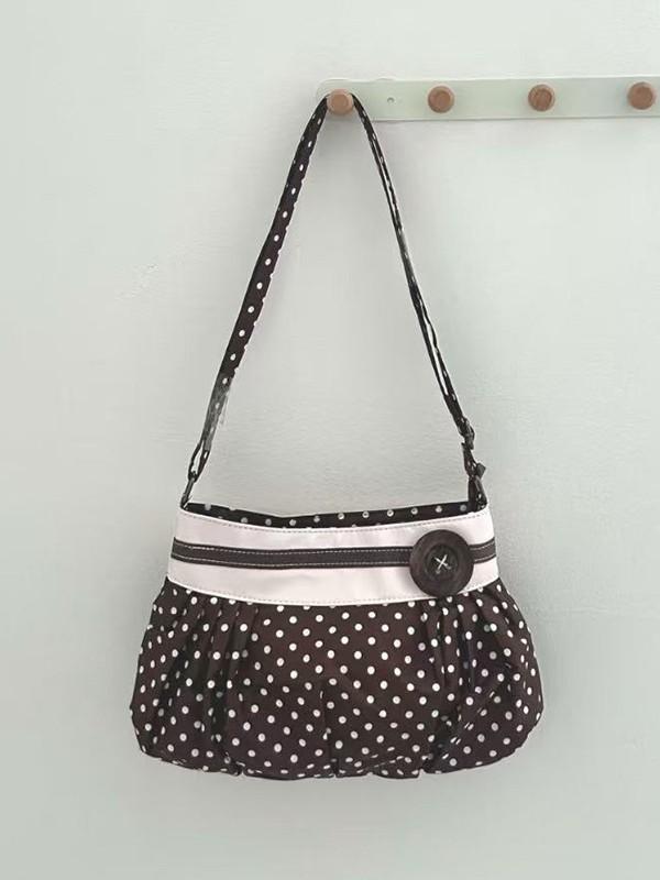 Vintage Polka Dot Bag - Feminine and Laid-back Style, Large Capacity Tote Bag, Fashionable for Daily Commutes, Crossbody Bag