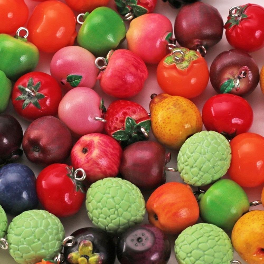 10pcs Resin Fruit Beads Simulated Fruit Keychain Making Accessories DIY Earring Necklace Jewelry
