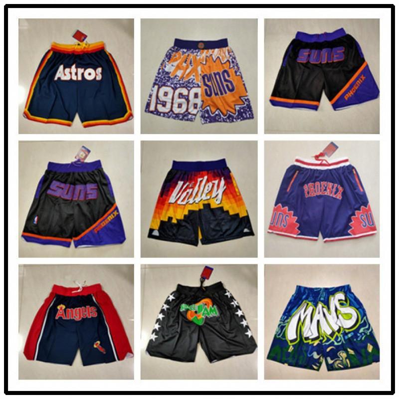 Mens Basketball Shorts With Team Embroidery NBA Style Loose Fit Athletic Pants Practice Casual Wear