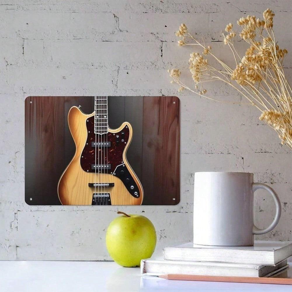 Metal Poster Retro Guitar 8x12 Inch Wall Art Bar Decoration Tin Sign