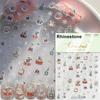 Gold Stamped White Christmas Tree Snowflake 3D Self Adhesive Nail Art Stickers Santa Claus Elk Xmas Cartoon Cute Manicure Decals