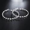 925 Silver Twisted Rope 45MM Hoop Earrings For Women Vintage Wedding Elegant Luxury Quality Jewelry Accessories