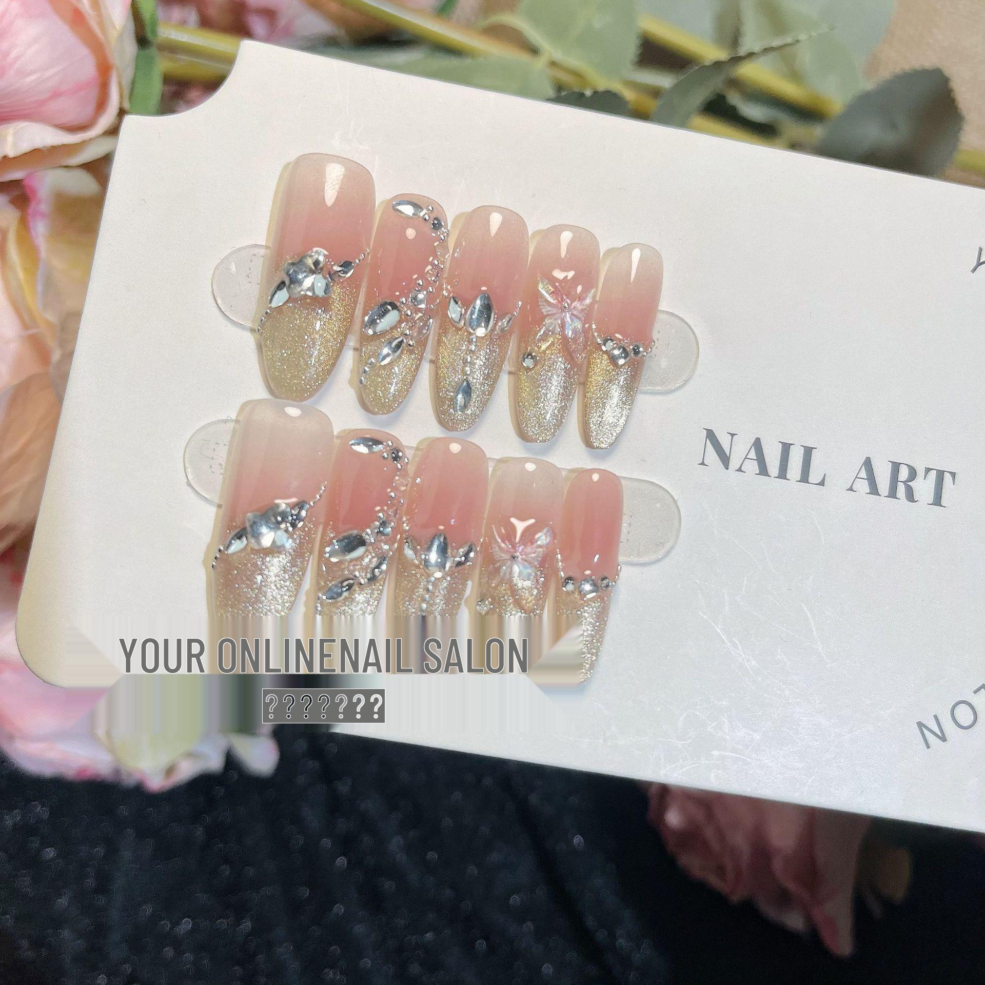 

Ногти-наклейки «Змея», «Кошачий глаз», стразы - Многоразовые и съемные типсы для нейл-арта с блеском. Large