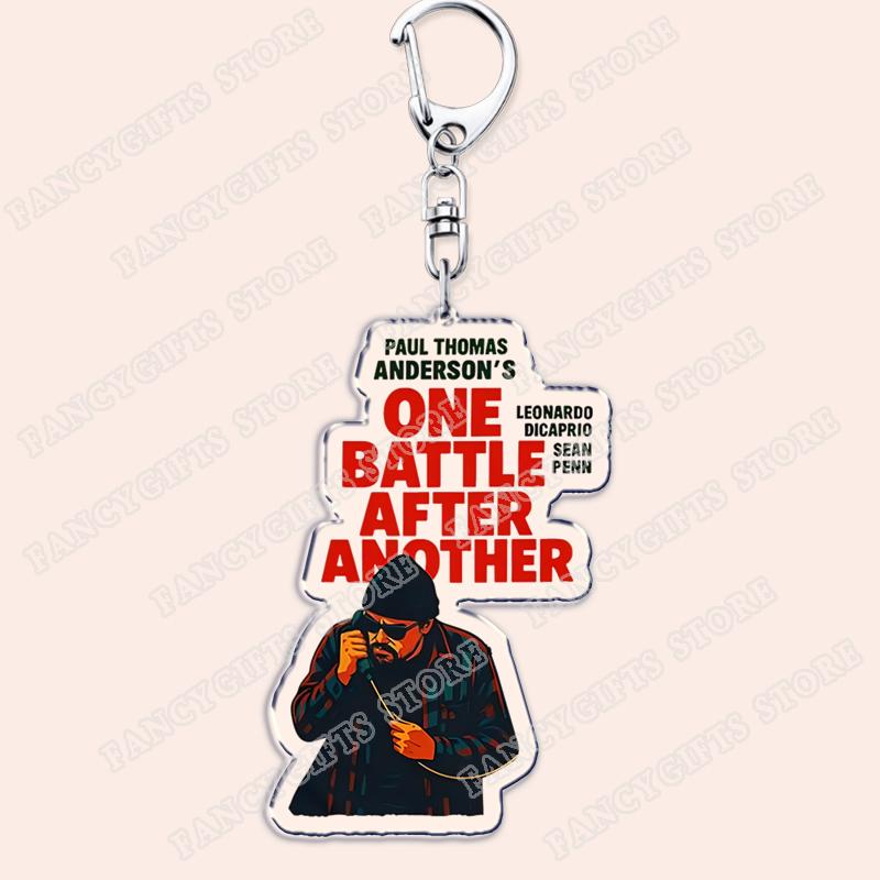 

Pop Art One Battle After Another Movie Keychains for Accessories Bag Movie Cinema Film Keyrings Jewelry Fans Friends Gifts