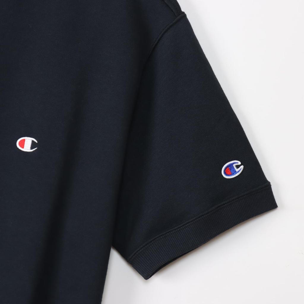 Champion Basic Short Sleeve Crew Neck Size with Fleece Lining and Logo Men's Sweatshirt, Navy, 2XL, C3-Z020, One-Point