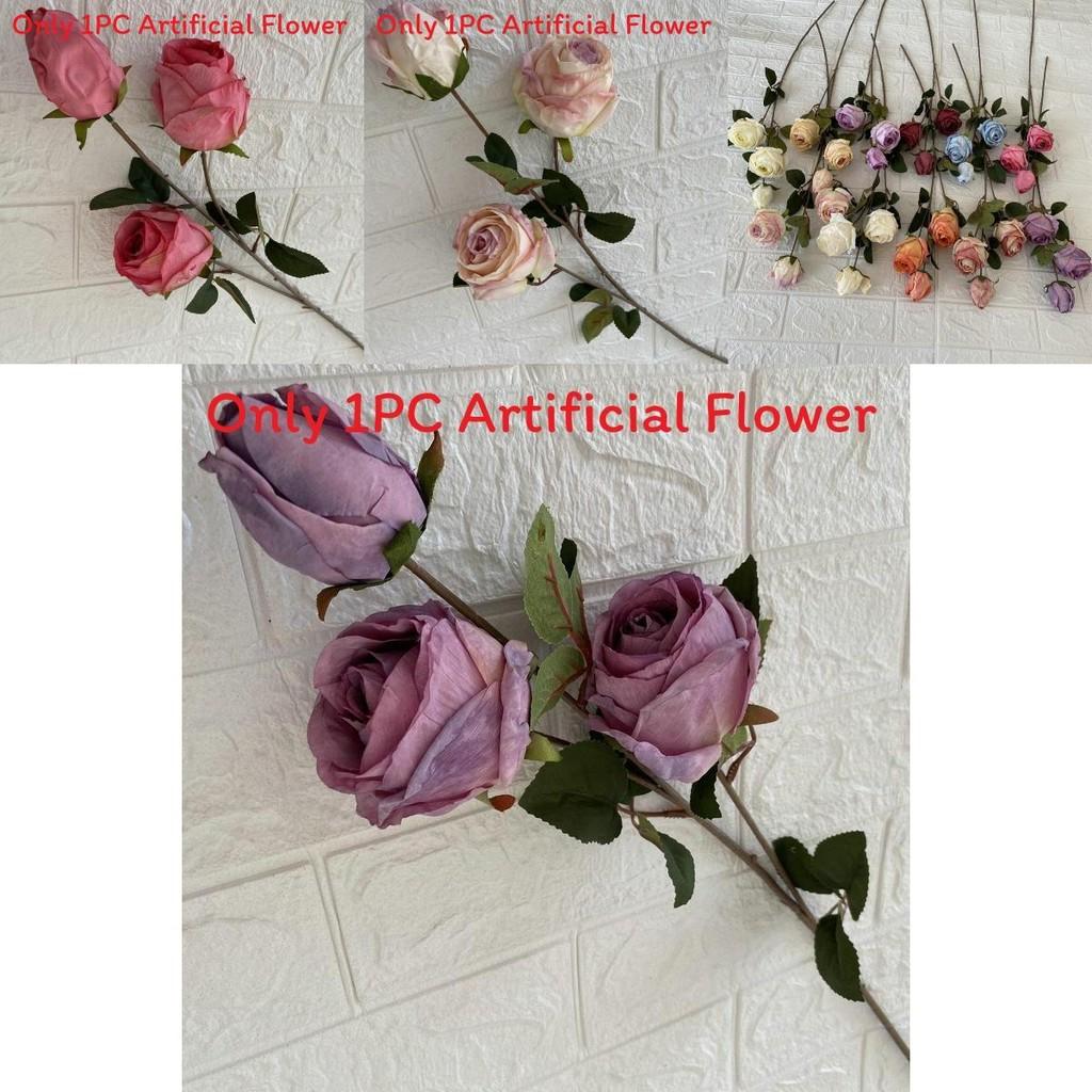 3head Long Branch Rose Artificial Flowers For Wedding Decor And Home Decorations