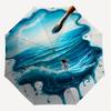 1pc Paintbrush Ocean Automatic Open/Close Umbrella Compact Folding Umbrella with 8-Rib Shaft for Women/Men, Portable Travel Umbrella,1202S