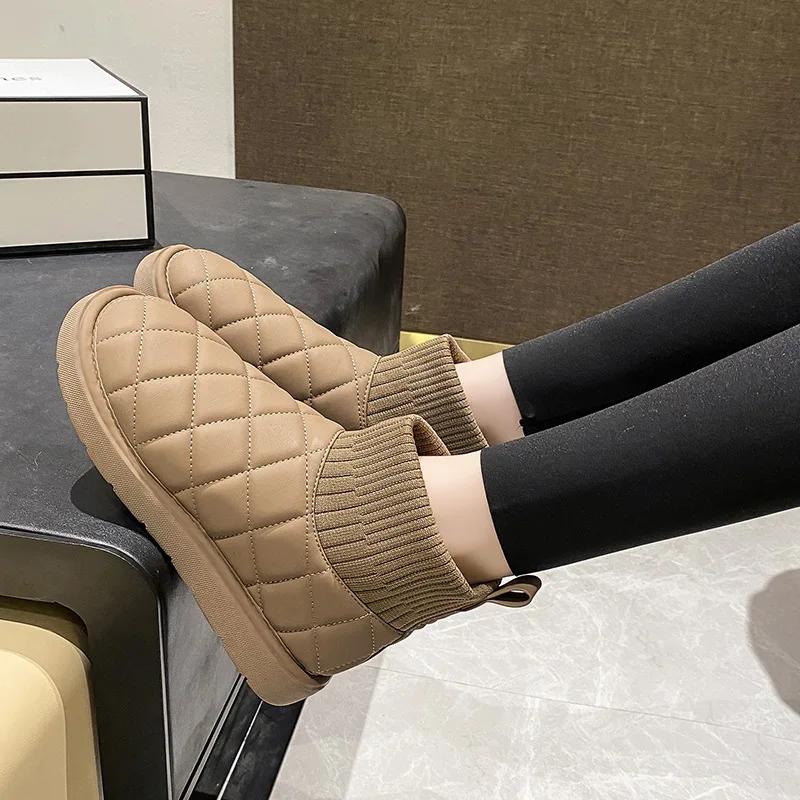 2024 New Snow Boots Women's Velvet Thickening Winter Fashion Short-tube Slip-on Warm Bread Cotton Shoes Winter Boots Women Boots