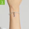 Snowflake Ice Crystal Electroplating Bracelet Pendant, Ice And Snow Series S925 Silver Beaded Accessories Bsc515