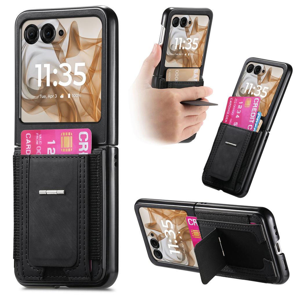 For Motorola Razr 60/50 5G Case Kickstand Retro Leather Back Cover with Card Holder