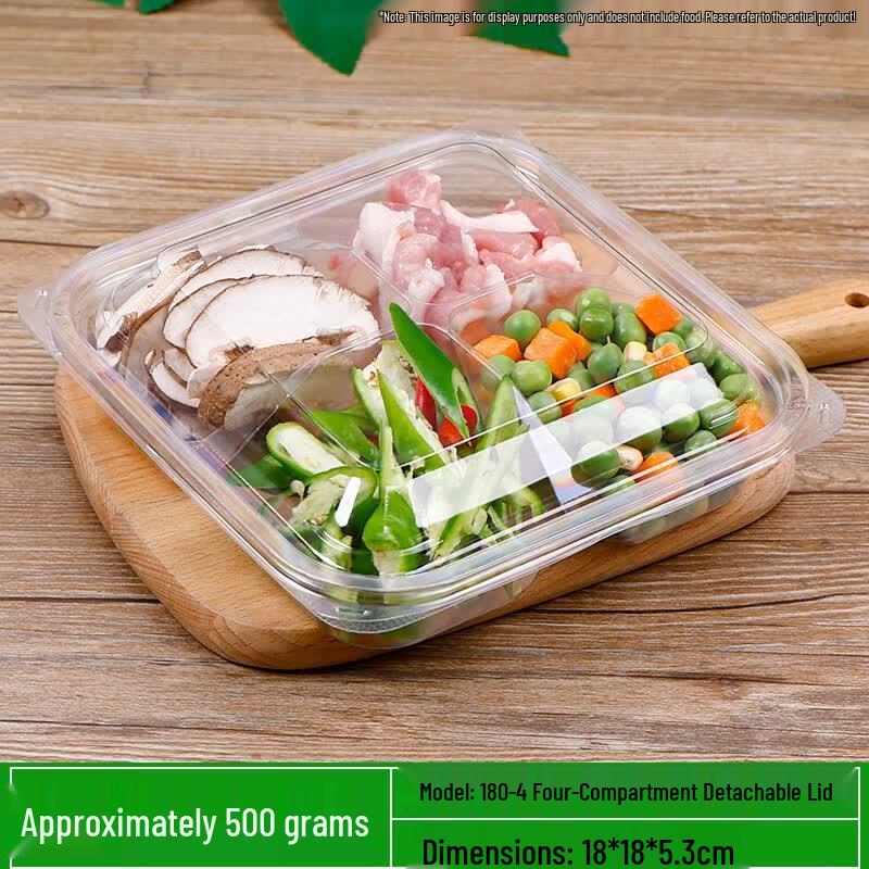 Disposable Square 4-Compartment Food Containers with Lids