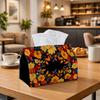 1pc Vintage Botanical Floral Black Tissue Holder with Autumn Leaf Design In Orange, Sturdy Napkin Organizer for Vehicle, Kitchen, Dining Area, And Hom
