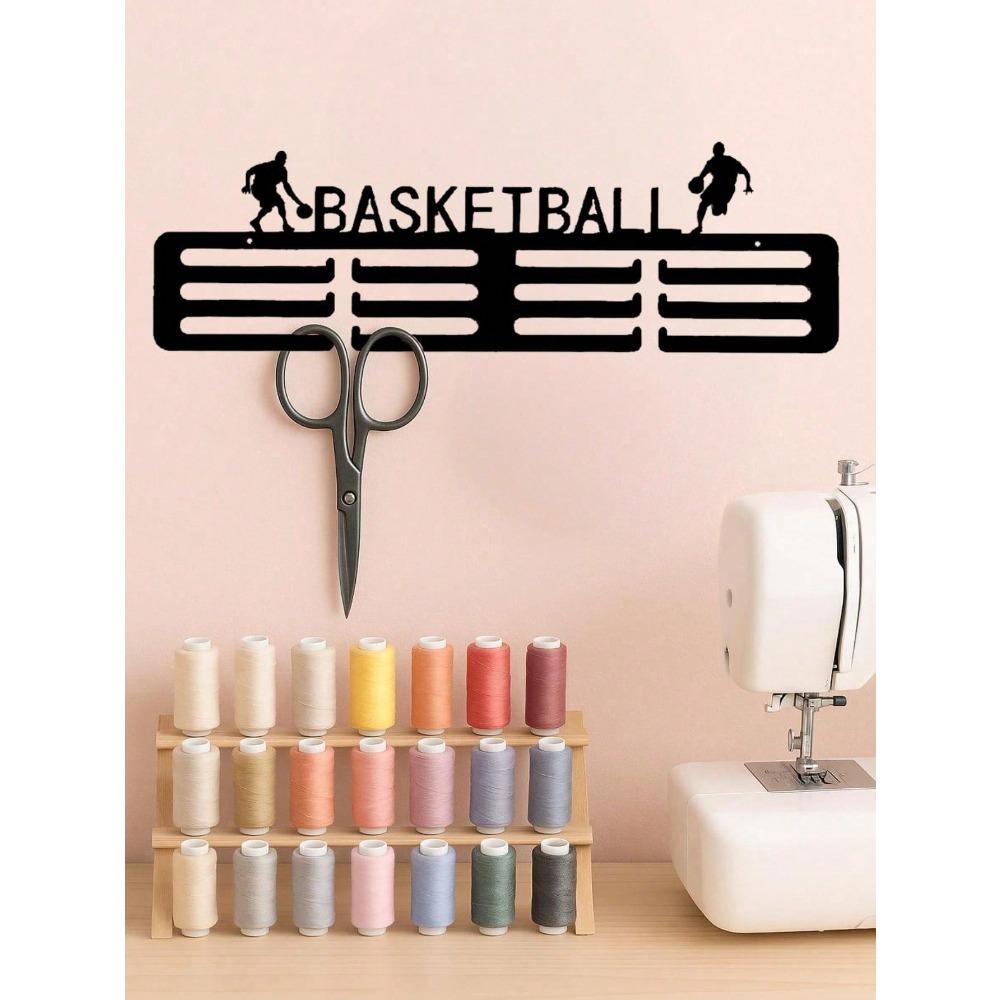 Black Metal Basketball Medal Hanger for Athletes Modern Home Decor