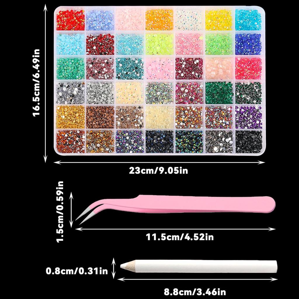 Fluorescent AB Resin Flat-Back Rhinestones for Nail Art - Mixed Sizes