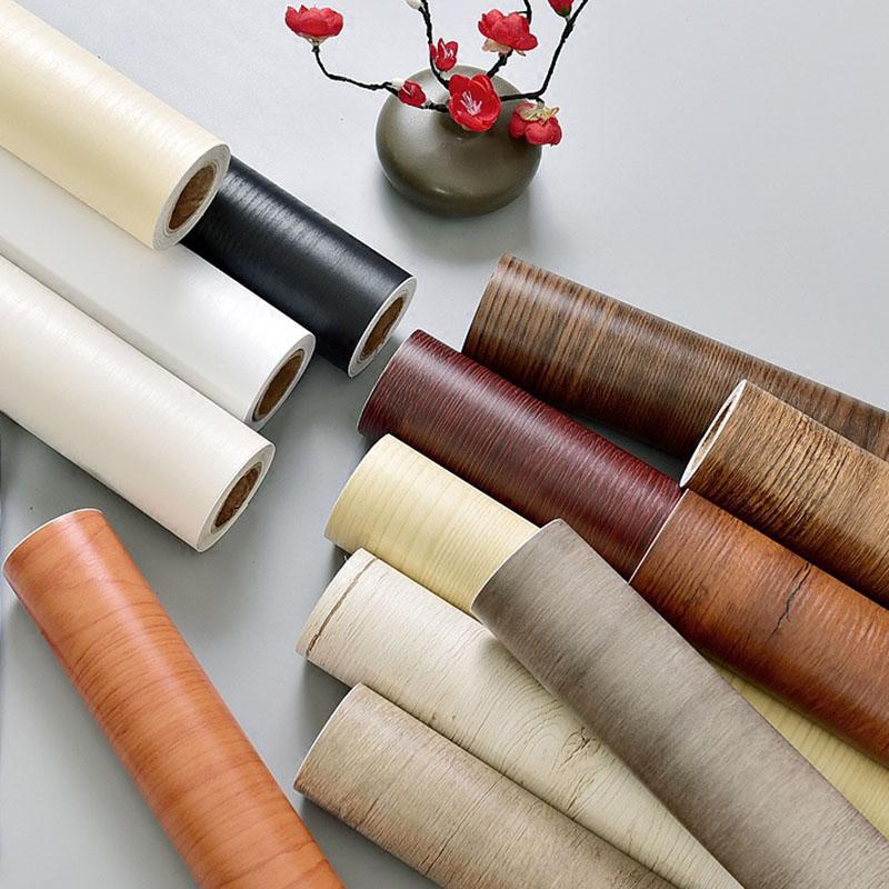 40cm Wood Grain Home Decor Furniture Waterproof Vinyl Wall Sticker Self Adhesive PVC Wallpaper Kitchen Cabinet Door Sticker
