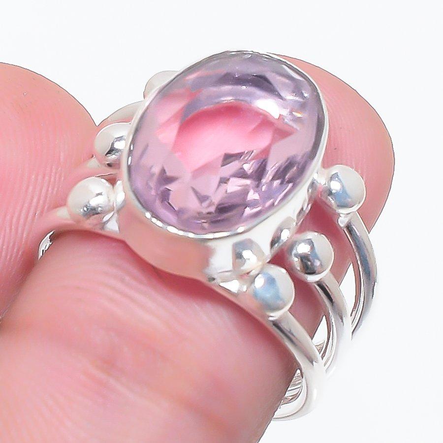 

Natural Pink Kunzite Gemstone 925 Sterling Silver Jewelry Ring Size 7 AR-16064