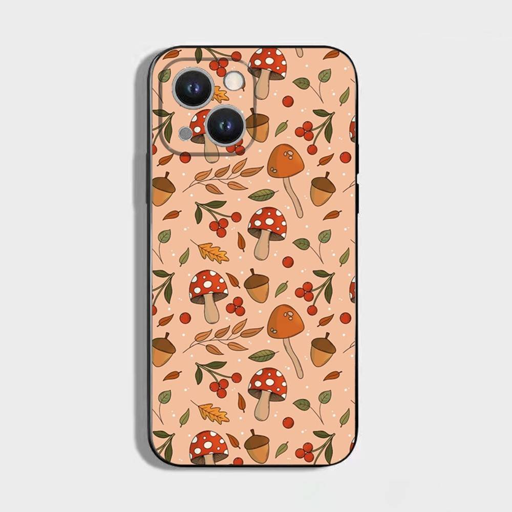 Autumn Leaves Pumpkin Phone Case For iPhone 16,15,14,13,12,11 Plus,Pro Max,XS,X,XR,SE,Mini,8,7,Soft Silicone Black Cover