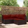 VidaXL Garden Lounge Set 3 Pcs with Brown Wicker Cushions, Outdoor Lounge Set, Furniture Set 319812