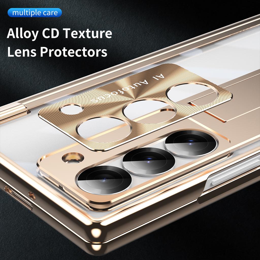 Galwanizacja Przezroczysty zawias Ochronny uchwyt Telefonu Etui do Samsung Galaxy Z Fold 6 Fold6 Twarda Skorupa Odporna Na Wstrząsy