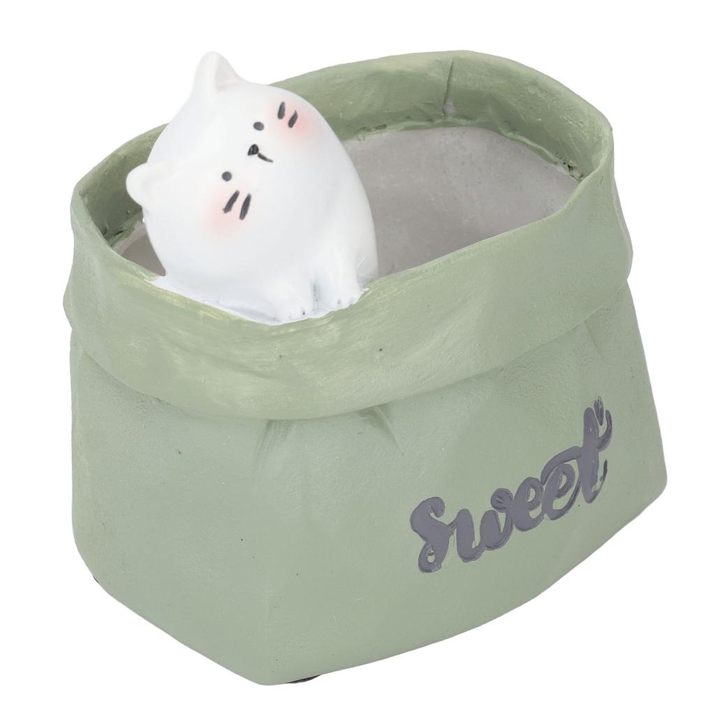 Pen Pencil Holder Desktop Ornament Resin Cute Animal In Grocery Bag Small Succulent Planter for