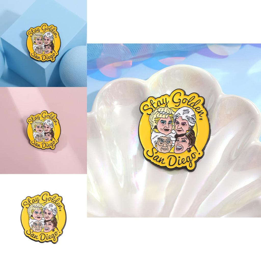 Stay Fun Golden San Diego Cartoon Grandma Pin Made Of Alloy With Eyecatching Finish Color
