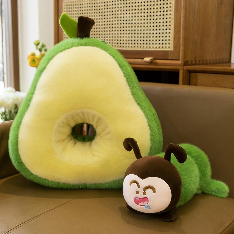 

New cute gluttonous bug avocado plush toy throw pillow children s nap pillow caterpillar table with doll gift 30cm