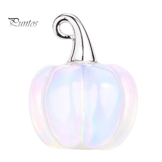 Colorful Pumpkin Charms Natural Crystal Pendant, Mini Carved Stone Charm with Halloween Decorations for Home Metal Hook, Micro Landscape Decor,